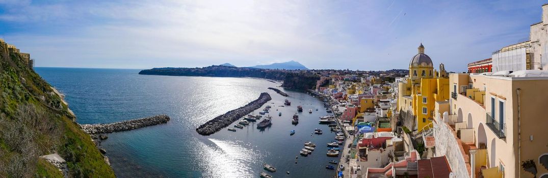 Daylight view of beautiful Procida in sunny summer day, Procida Island, Italy, High quality photo