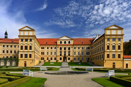 Beautiful castle with garden in summer. Jaromerice nad rokytnou - Czech Republic.