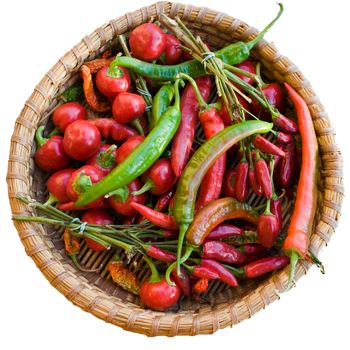 hot pepper in wicker basket