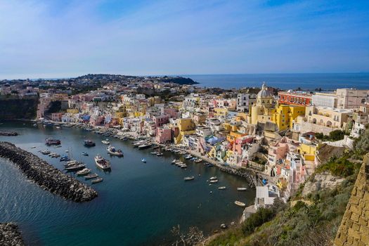 Daylight view of beautiful Procida in sunny summer day, Procida Island, Italy, High quality photo