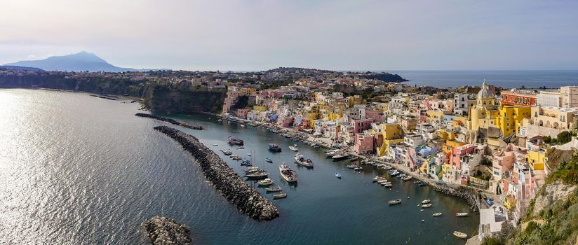 Daylight view of beautiful Procida in sunny summer day, Procida Island, Italy, High quality photo