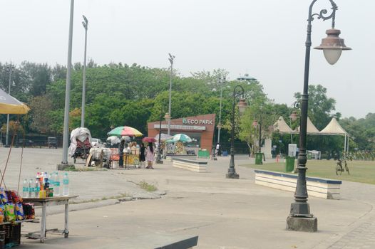 Entrance Gate of New Town Eco Park, A large recreation area for activities such as boating and cycling and a playground, lake and gardens. Rajarhat Kolkata India South Asia Pacific March 22 2022