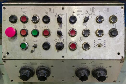 control panel of old soviet surface grinder machine,