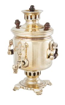 2 inch golden samovar souvenir isolated on white background