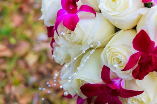 Wedding bridal bouquet with roses. bridal bouquet of roses