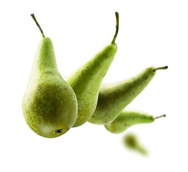 A set of green pears. Isolated on a white background.