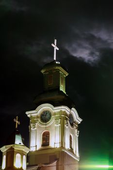 Night view of Roman Catholic Cathedral of St. George in Uzhgorod