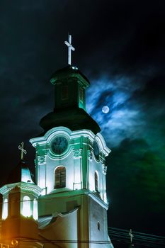 Night view of Roman Catholic Cathedral of St. George in Uzhgorod