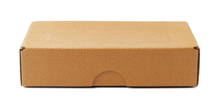 Craft cardboard boxes isolated on white background, close up
