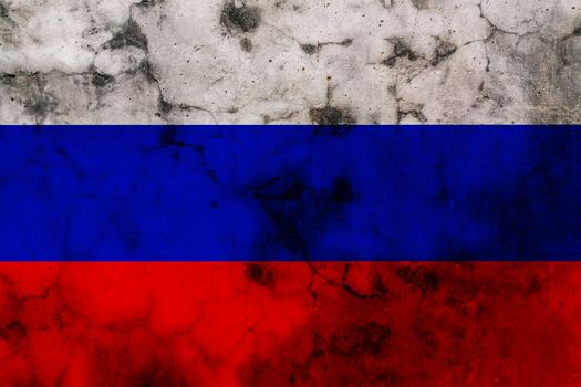 Russian flag on a dark concrete surface