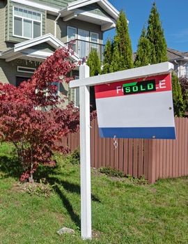Real Estate Sold and House For Sale Sign on the Post