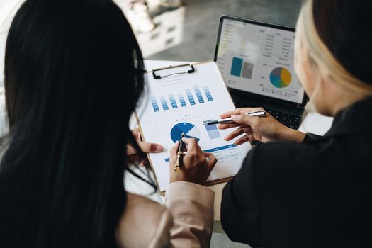 Business People Planning Strategy Analysis from financial document report, Office Concept.