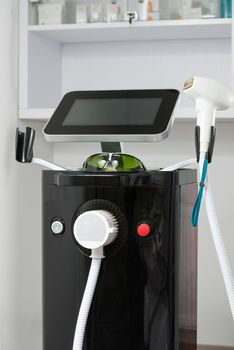 Close-up photo of modern equipment for laser hair removal in a beauty salon. Beauty salon and cosmetology