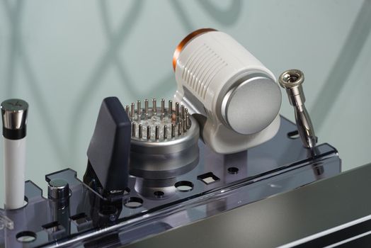 Part of a modern device for needle free mesotherapy