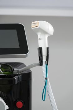 Close-up photo of modern equipment for laser hair removal in a beauty salon. Beauty salon and cosmetology