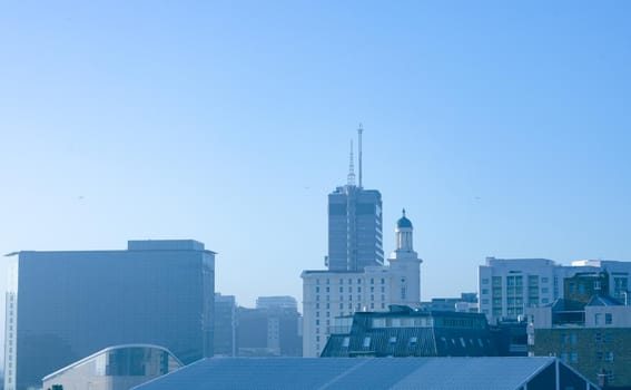 General view of cityscape with multiple modern buildings and skyscrapers in the morning. skyline and urban architecture.