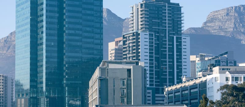 General view of cityscape with multiple modern buildings and skyscrapers in the morning. skyline and urban architecture.