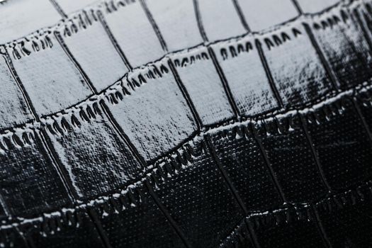 Black crocodile skin texture as background in full screen closeup