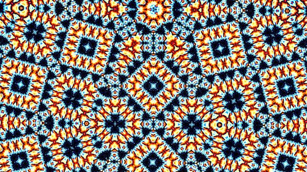 Abstract multicolored kaleidoscope background with a symmetrical pattern.