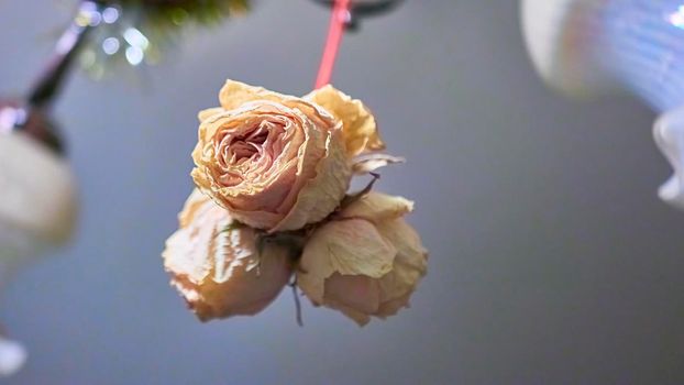bouquet of paper roses. blur background