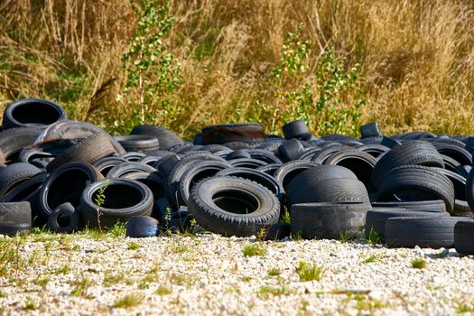 a pile of used rubber on the ground