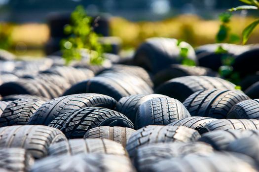 a pile of used rubber on the ground