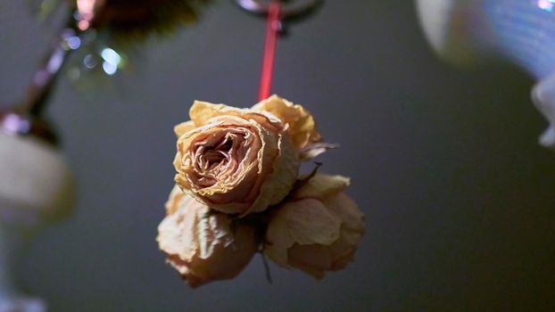 bouquet of paper roses. blur background