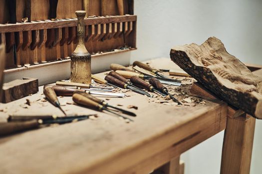 Cropped shot of the inside of a craftsmans workshop.