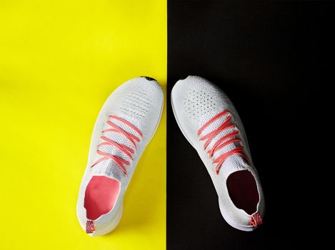 running shoes on colorful background