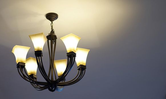 ceiling lamp or chandelier with turn on the light