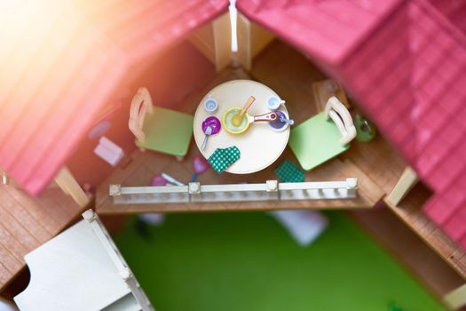 toy table in doll house top view