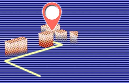 Gps pin point show guide line map direction and position in modern communication