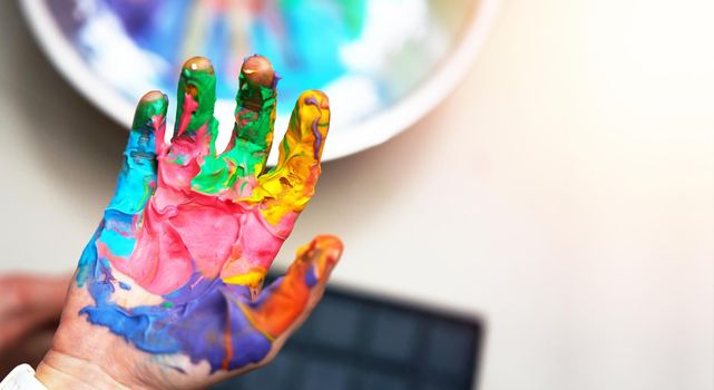 hand dirty with color paint art