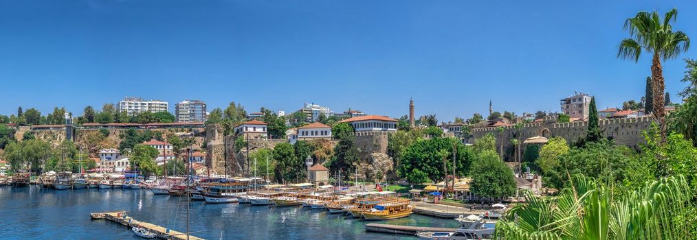 Antalya, Turkey 19.07.2021. Roman harbor in the old city of Antalya, Turkey, on a sunny summer day