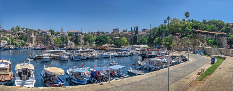 Antalya, Turkey 19.07.2021. Roman harbor in the old city of Antalya, Turkey, on a sunny summer day