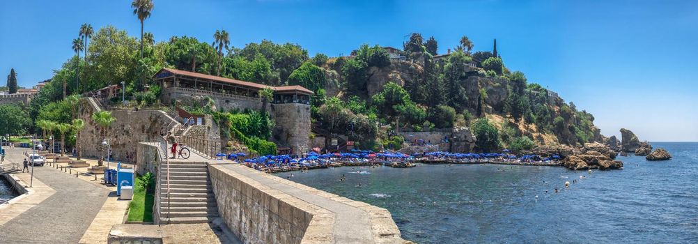 Antalya, Turkey 19.07.2021. Roman harbor in the old city of Antalya, Turkey, on a sunny summer day