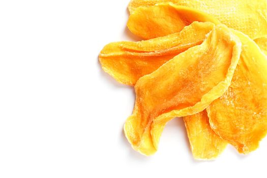 Orange Slices of Dried Sugar Mango Isolated on White Background