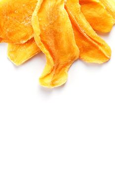 Orange Slices of Dried Sugar Mango Isolated on White Background