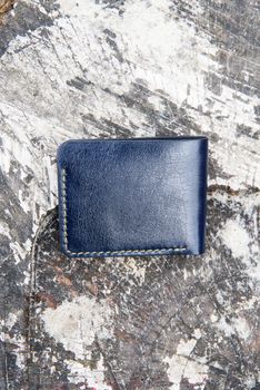 hand made leather wallet . Leather craft. Selective focus.