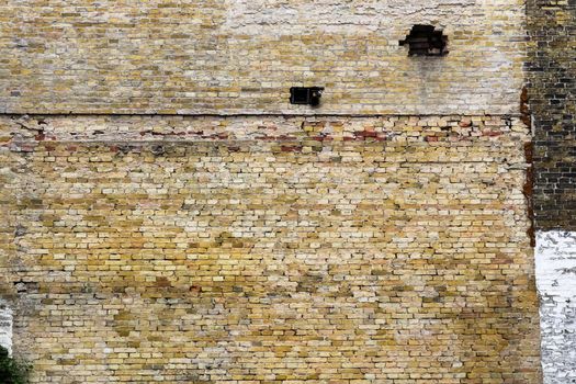 Old brick wall. Texture of old weathered brick wall panoramic background.