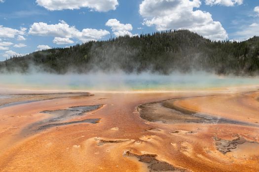 Yellowstone in its terrible orange thermal steaming beauty