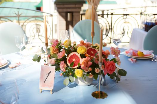 Wedding day event organization table setting decor.