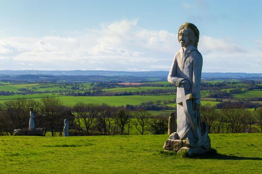 Carnoët, Brittany France March 22th 2017 : Riom statue in Brittany Valley of the Saints