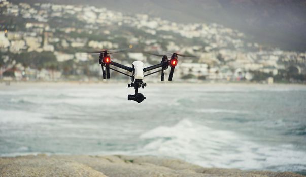 Shot of a drone flying outdoors.