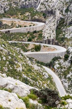 Serpentine road direction sa calobra, majorca