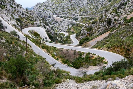 Serpentine road direction sa calobra, majorca