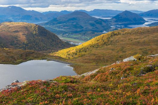 Mountain scenery, Norway with mountain lake, Volda