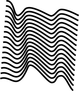 Curved isolated wave lines in black and white on a white background