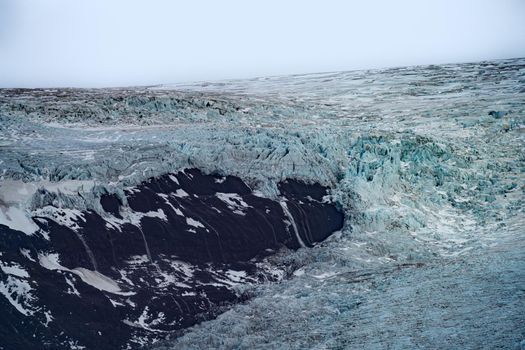 Massive glacier on top of the mountains, long shot