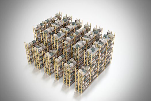 3d illustration of a storage rack isolated on white background